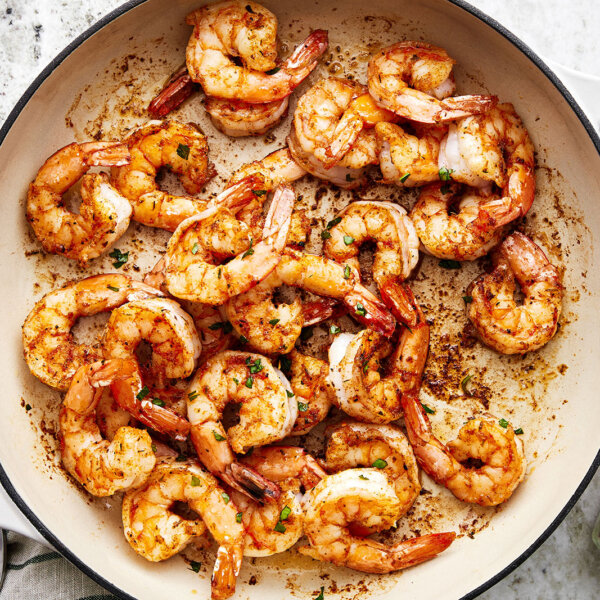 A pan of Cajun shrimp