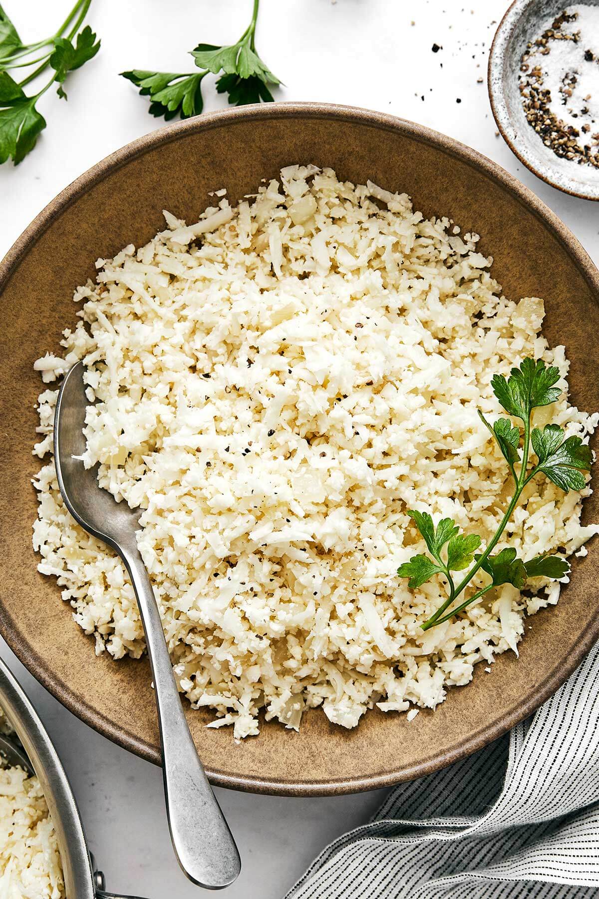 A bowl of cauliflower rice.