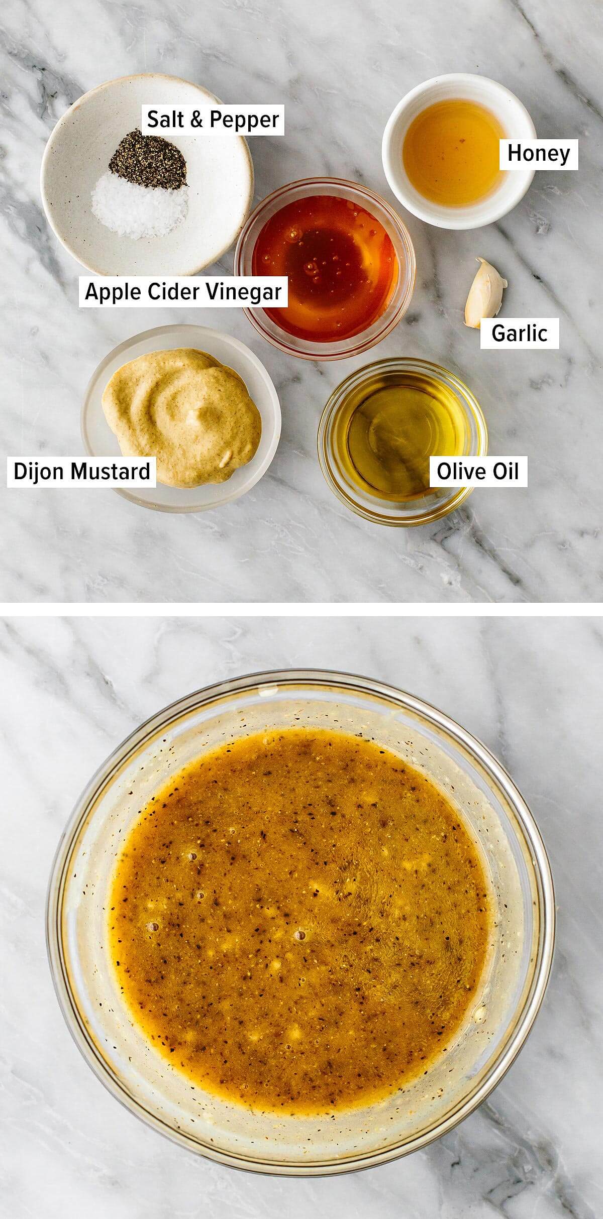 Honey mustard chicken marinade ingredients.