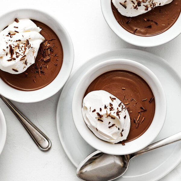 Ramekins of chocolate pots de creme