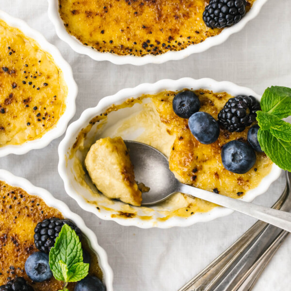 A table filled with dairy-free coconut crème brûlées