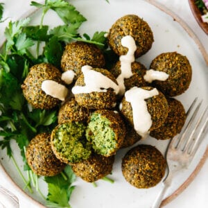 Falafel on a plate.