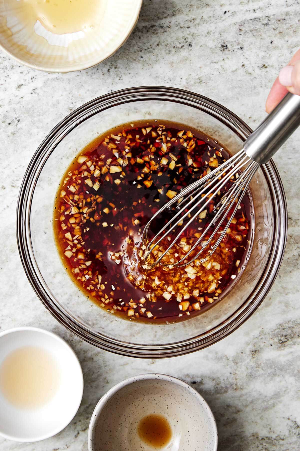 The sauce in a bowl for pork tenderloin.