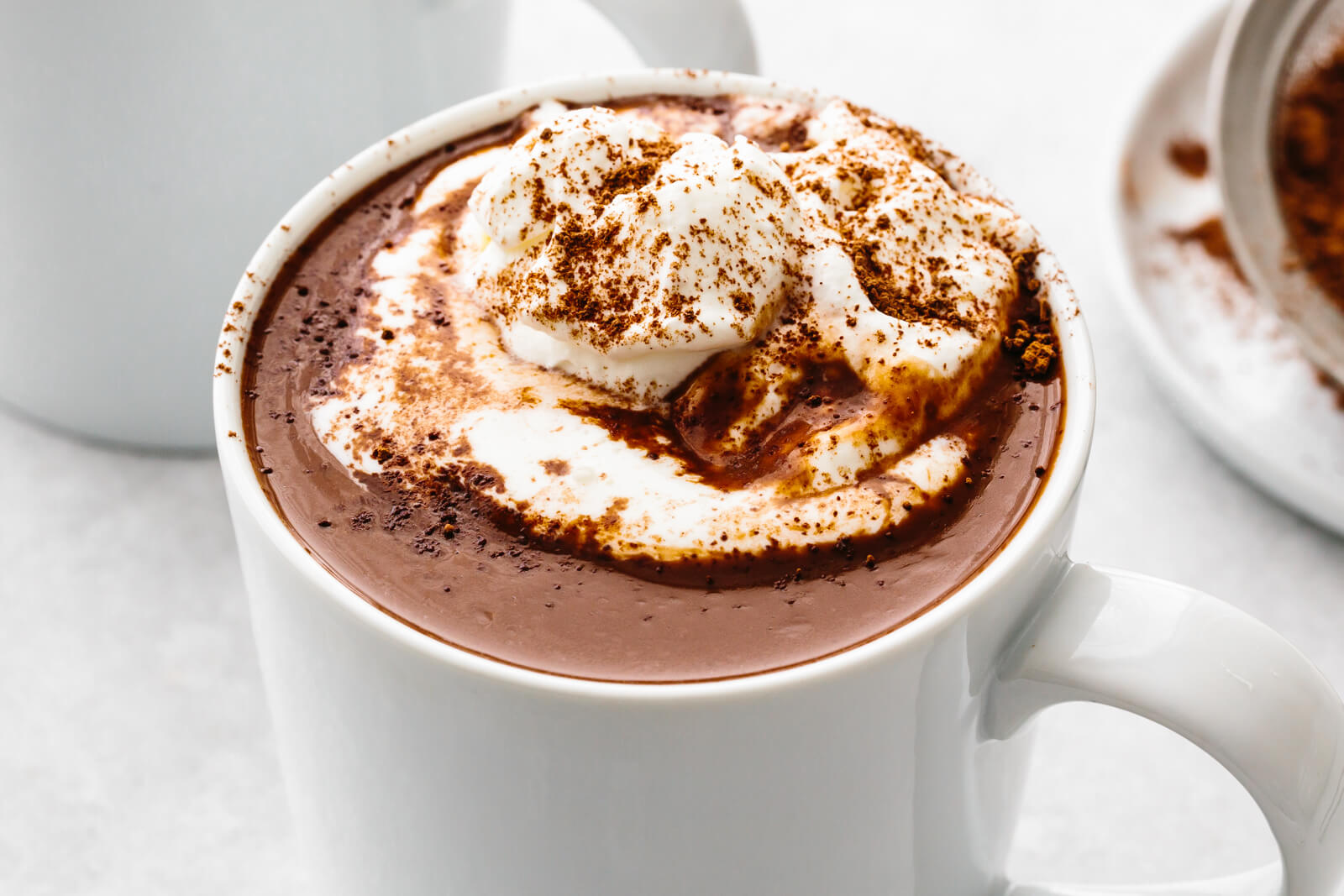 A mug of hot chocolate.