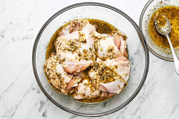 Marinating Greek lemon chicken