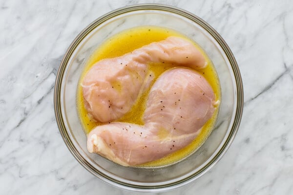 Marinating chicken for mandarin chicken salad