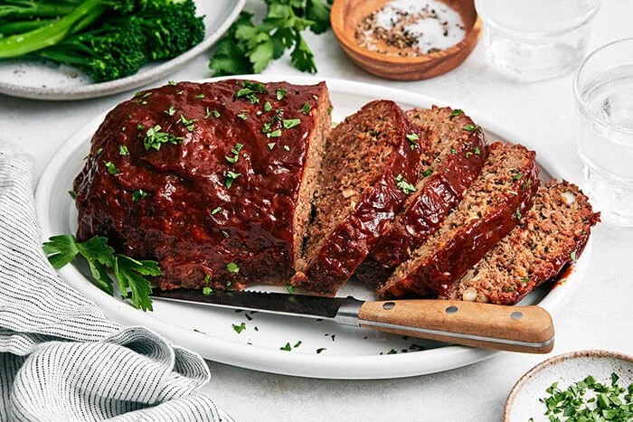 A platter of meatloaf.