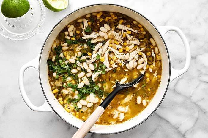 A big pot of white chicken chili.