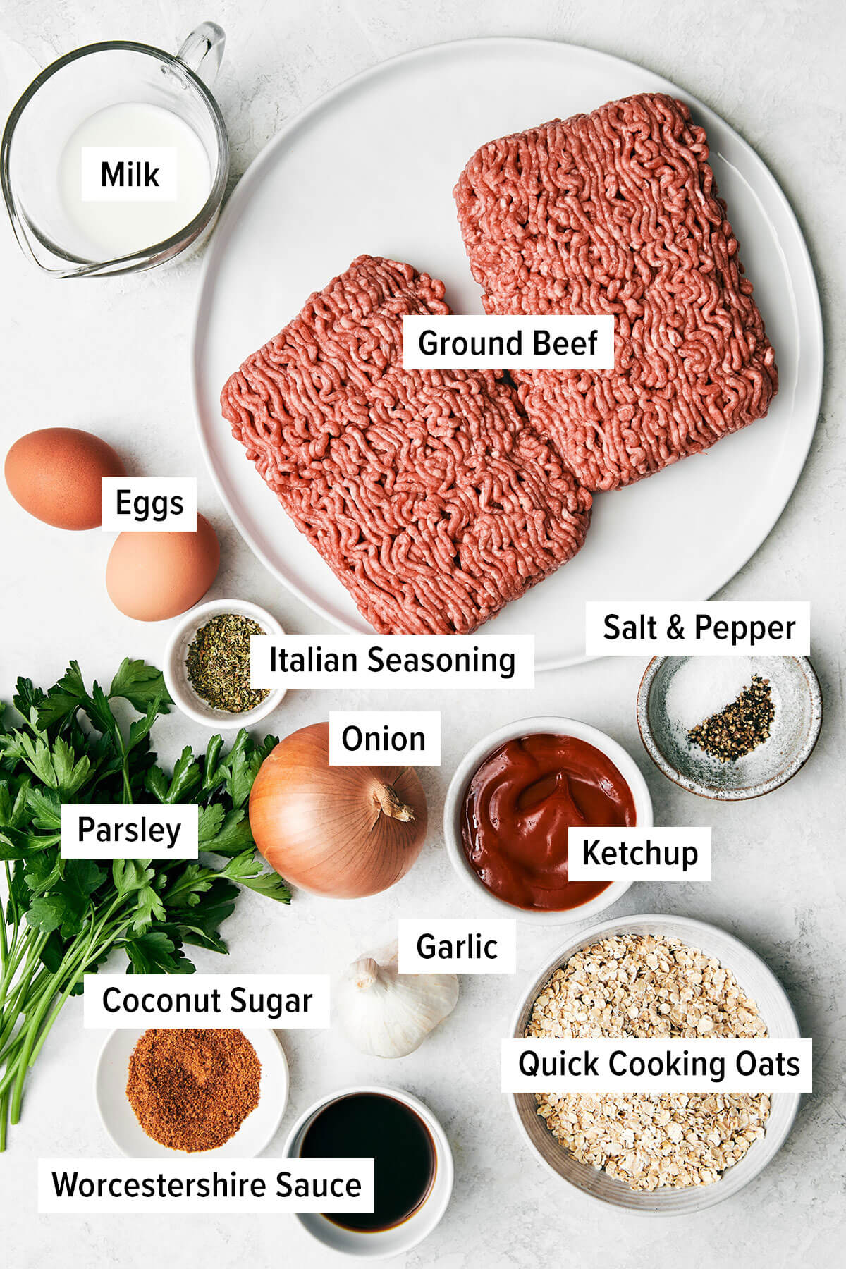 Ingredients for meatloaf.