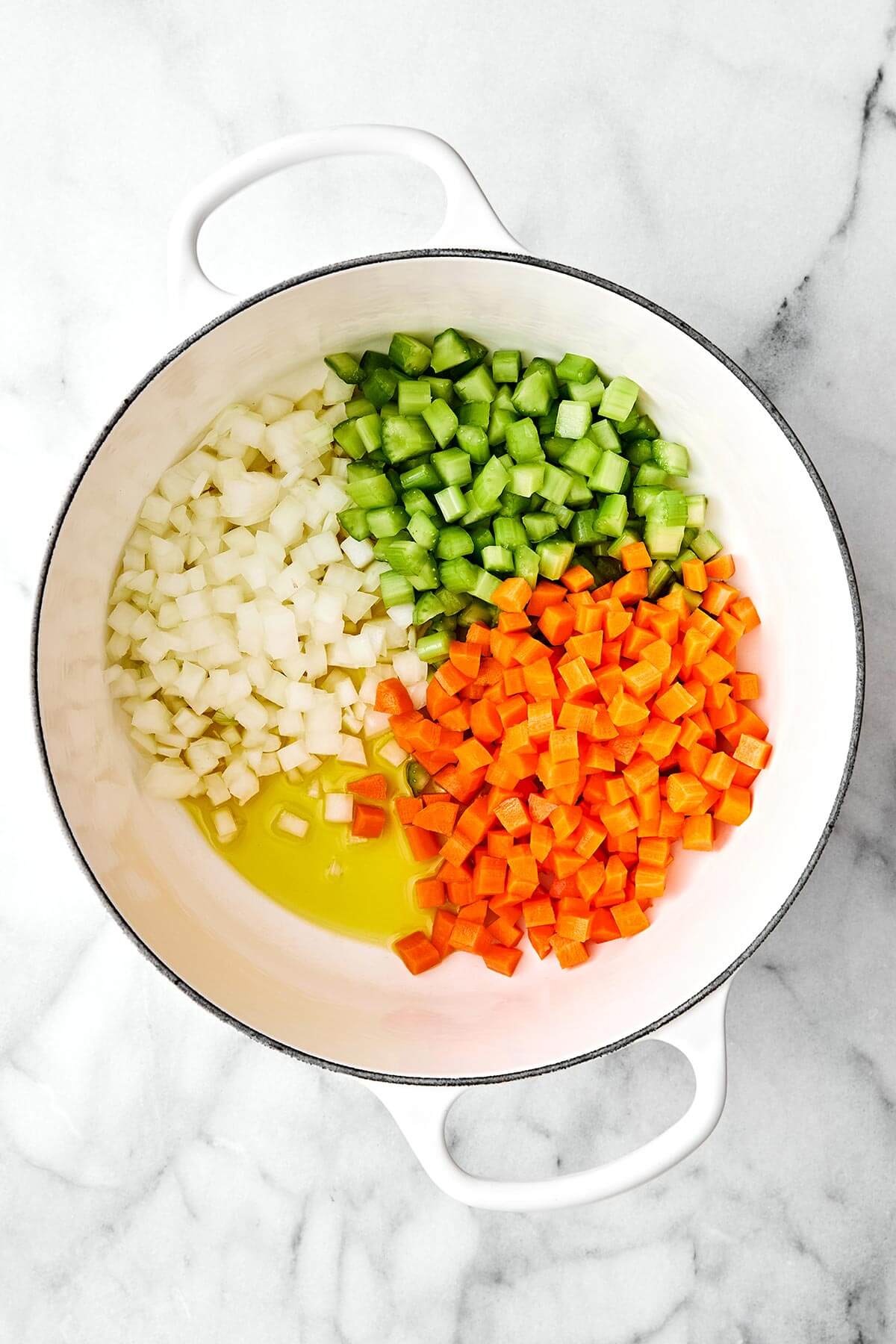 Cooked vegetables in a pot.