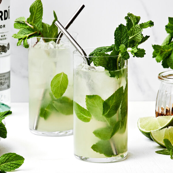 Two glasses of mint mojito.