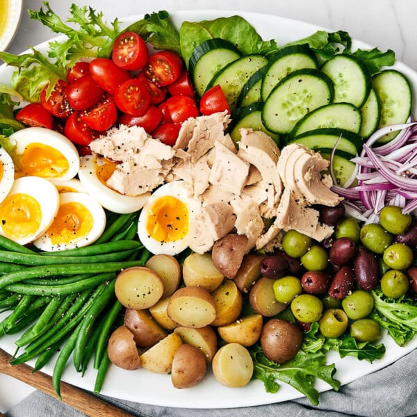 Nicoise salad on a big platter