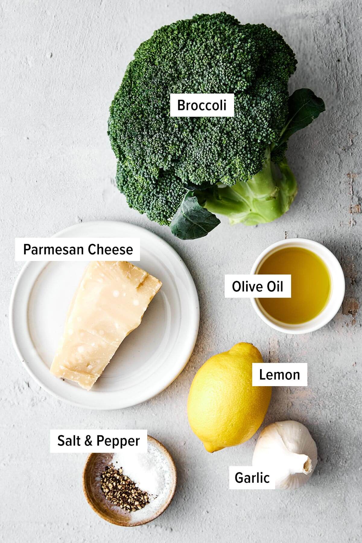 Ingredients for roasted broccoli.