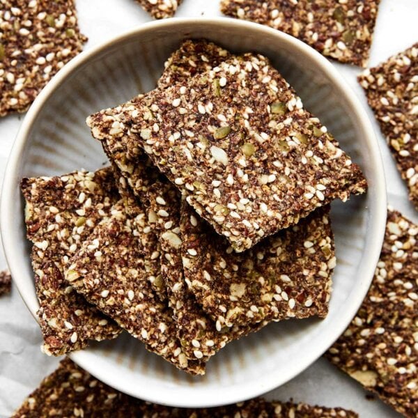 A bowl of seed crackers.