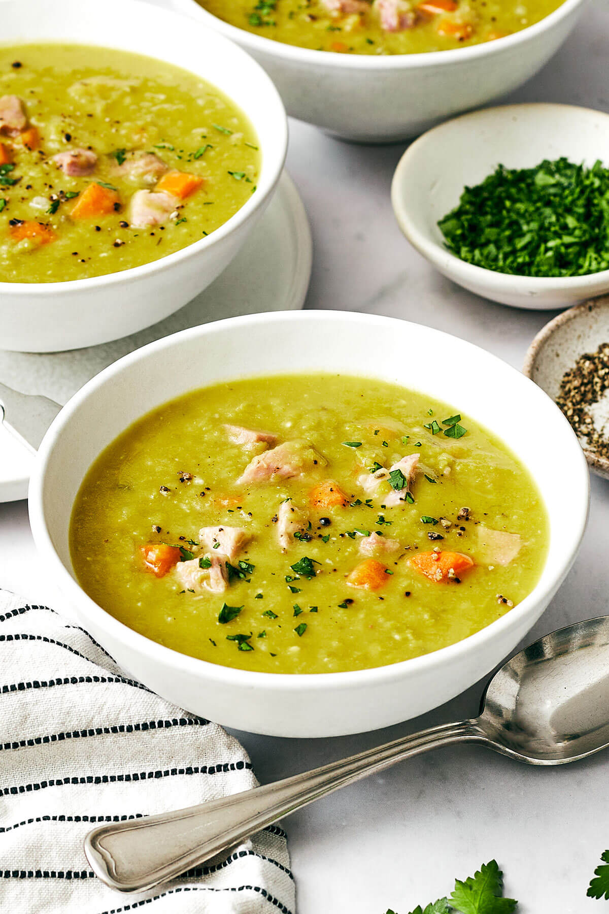 A few bowls of split pea soup