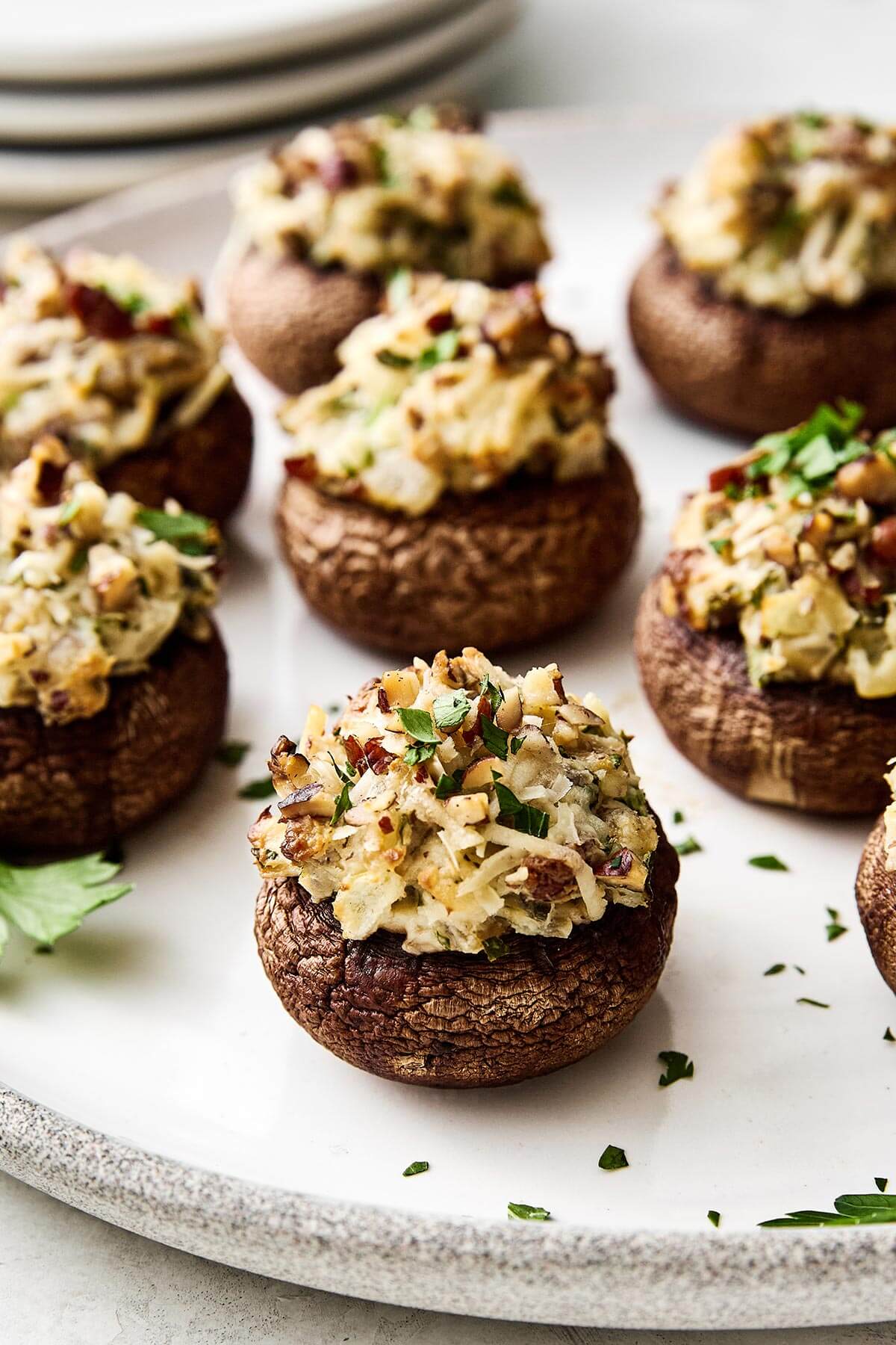 Stuffed mushrooms on a plate.