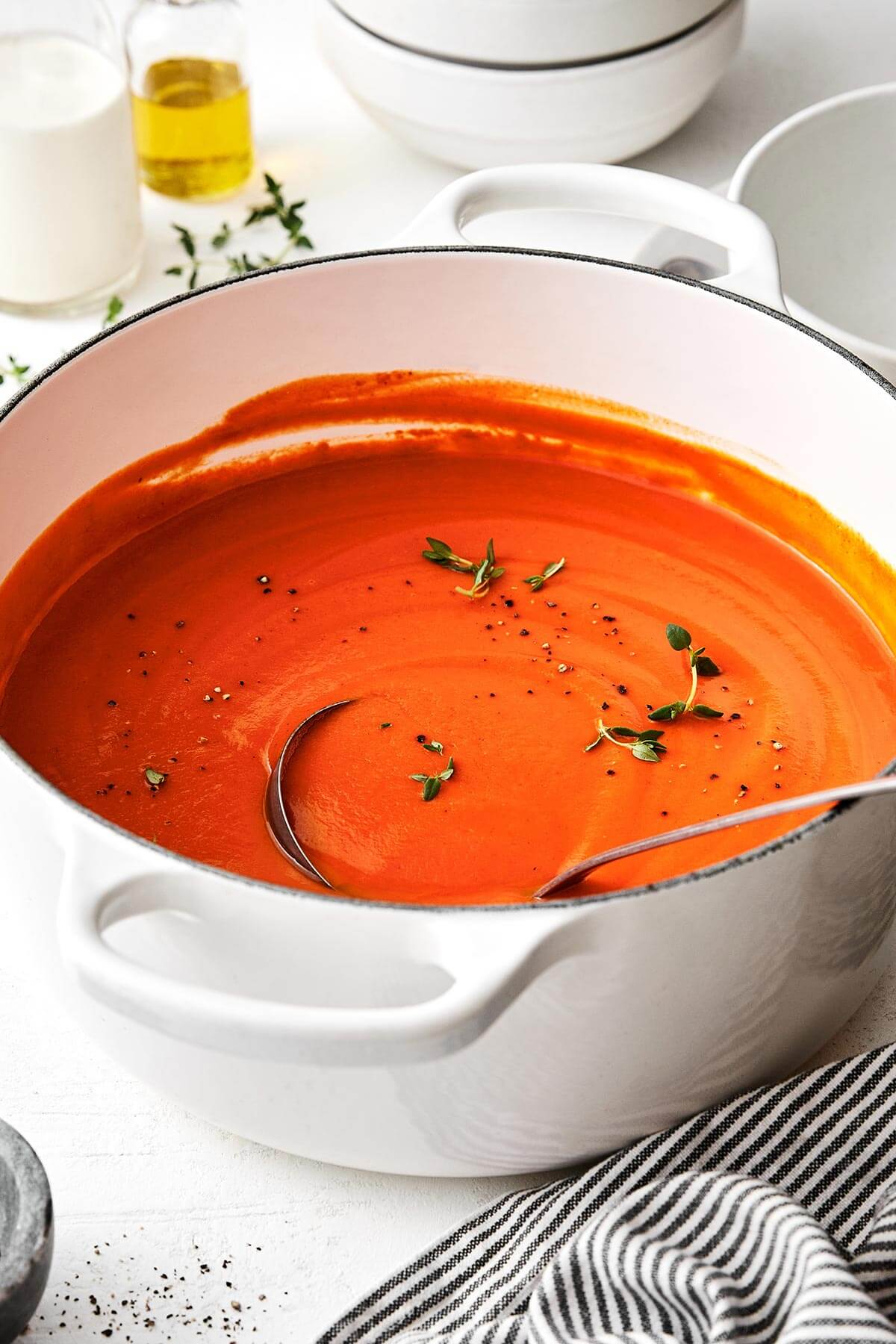 A pot of tomato soup.