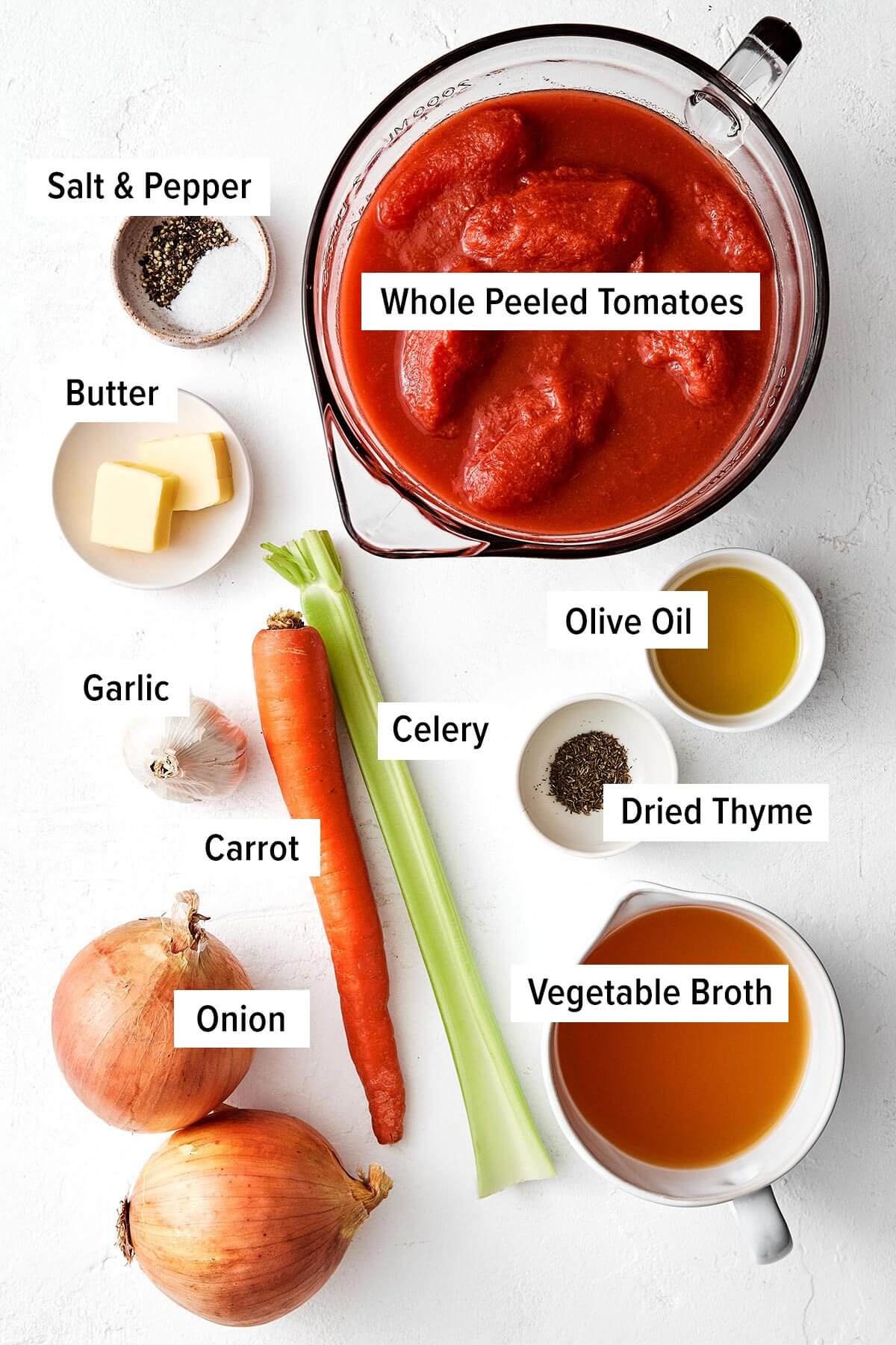 Ingredients for tomato soup.