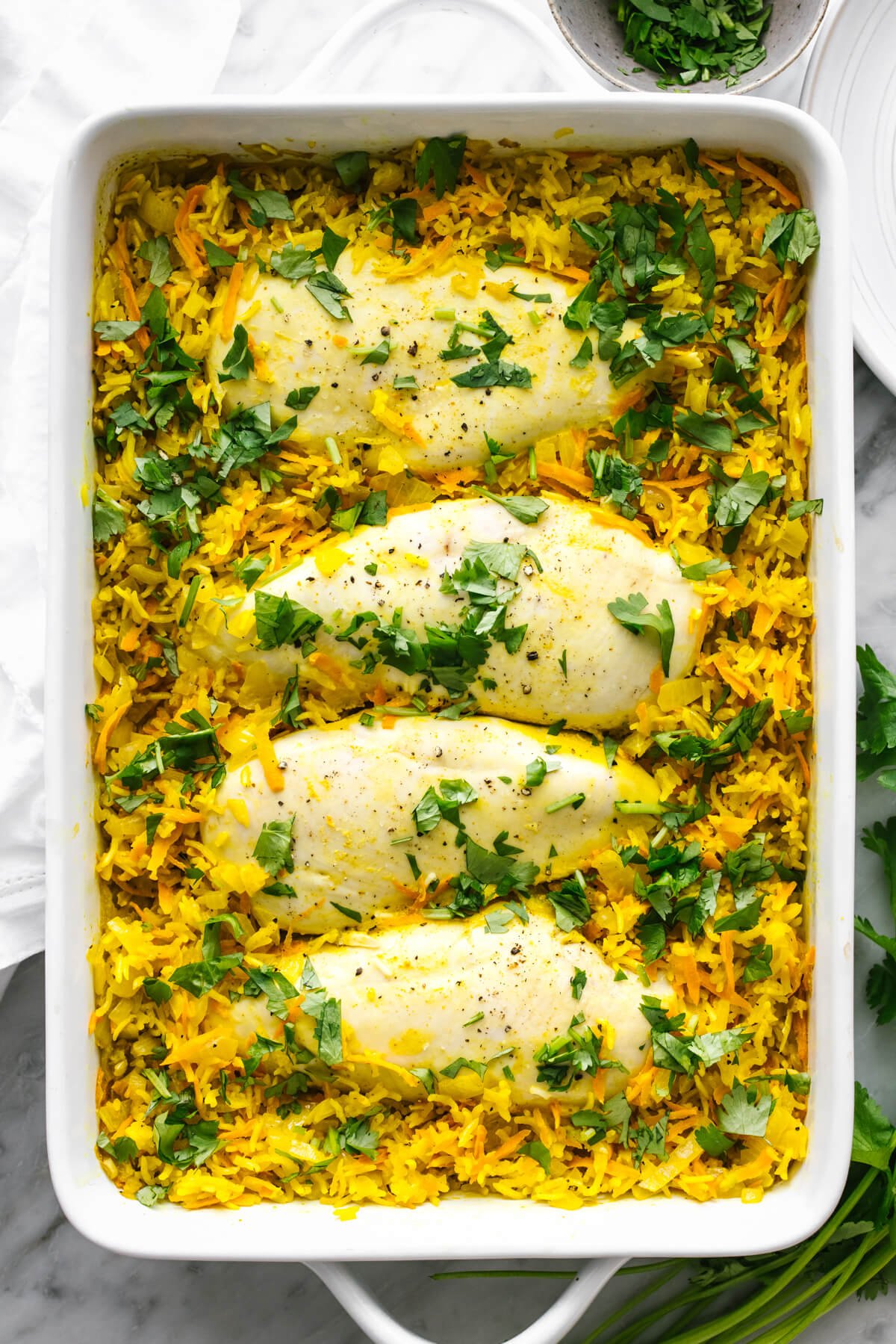 Turmeric chicken and rice casserole